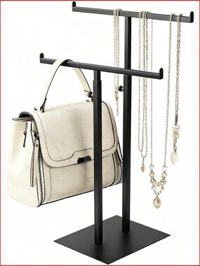 Double T-Shaped Adjustable Handbag Display Stand Purse Holder Stainless Steel